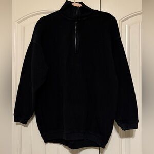 Aerie Black Ribbed Quarter Zip Oversized Jacket Size S